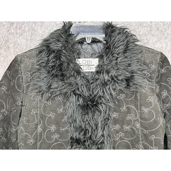 VTG Lobi Lobi Black Genuine Leather Penny Lane Embroidered Quilted Jacket Size M - Picture 2 of 13